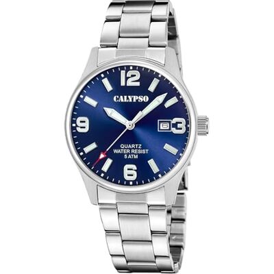 CALYPSO Reloj Hombre Analógico de Acero Inoxidable 316l Plateado Movimiento de Cuarzo Calendario Cristal Mineral de Alta Resistencia Resistente al Agua 5 ATM K5860/3 Basic CALYPSO Reloj Hombre Analógico de Acero Inoxidable 316l Plateado Movimiento de Cuarzo Calendario Cristal Mineral de Alta Resistencia Resistente al Agua 5 ATM K5860/3 Basic