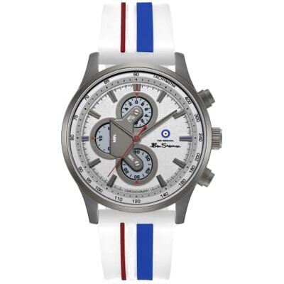 Ben Sherman Brighton Reloj cronógrafo de Cuarzo con Esfera Blanca y Correa de Silicona Blanca para Hombre, Cristal Mineral, 3 ATM, Caja de 43,5 mm Ben Sherman Brighton Reloj cronógrafo de Cuarzo con Esfera Blanca y Correa de Silicona Blanca para Hombre, Cristal Mineral, 3 ATM, Caja de 43,5 mm