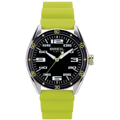 BREIL Men's Score Mono-Clock dial Black Time Only Movement 3 LANCHE Quartz and Green Silicone Strap BREIL Men's Score Mono-Clock dial Black Time Only Movement 3 LANCHE Quartz and Green Silicone Strap