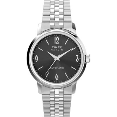 Timex Marlin Automatic Reloj con Correa de Acero Inoxidable y Esfera Negra para Hombre, 40 mm Timex Marlin Automatic Reloj con Correa de Acero Inoxidable y Esfera Negra para Hombre, 40 mm