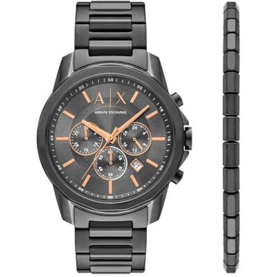 Giorgio Armani Reloj Hombre, Movimiento cronógrafo de Cuarzo y Caja de 44mm con Correa de Acero Inoxidable Giorgio Armani Reloj Hombre, Movimiento cronógrafo de Cuarzo y Caja de 44mm con Correa de Acero Inoxidable