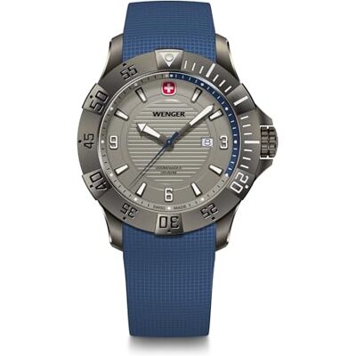Wenger Reloj de Pulsera de Hombre Seaforce, Ø 43 mm, Swiss Made, Cuarzo analógico, Sumergible hasta 200 m, Pulsera de Silicona, Negro/Azul Wenger Reloj de Pulsera de Hombre Seaforce, Ø 43 mm, Swiss Made, Cuarzo analógico, Sumergible hasta 200 m, Pulsera de Silicona, Negro/Azul