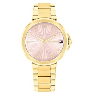 Tommy Hilfiger Reloj con Movimiento de Cuarzo de Tres Manecillas para Mujer con Correa de Acero Inoxidable de Color Dorado Tommy Hilfiger Reloj con Movimiento de Cuarzo de Tres Manecillas para Mujer con Correa de Acero Inoxidable de Color Dorado
