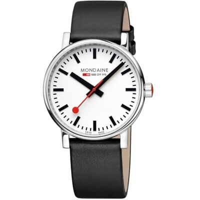Mondaine Reloj analógico para Hombre con Correa de Piel Vegana, Plata, Correa Mondaine Reloj analógico para Hombre con Correa de Piel Vegana, Plata, Correa