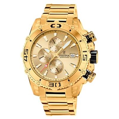 Festina Reloj Hombre Analógico de Acero Inoxidable 316l Dorado Movimiento de Cuarzo Cronógrafo Calendario Cristal Mineral de Alta Resistencia Resistente al Agua 10 ATM Prestige Festina Reloj Hombre Analógico de Acero Inoxidable 316l Dorado Movimiento de Cuarzo Cronógrafo Calendario Cristal Mineral de Alta Resistencia Resistente al Agua 10 ATM Prestige