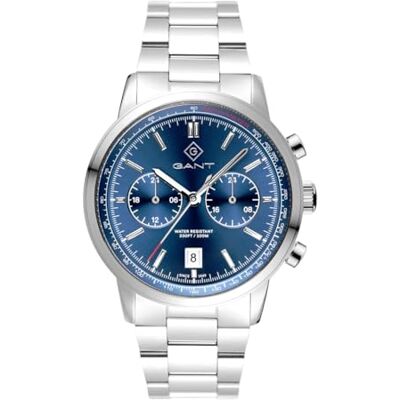 GANT Bergamo Reloj de Pulsera para Hombre (Acero Inoxidable, Esfera Azul Sunray, Cuarzo, Fecha, Segunda Zona horaria, 10 ATM, 42 mm) GANT Bergamo Reloj de Pulsera para Hombre (Acero Inoxidable, Esfera Azul Sunray, Cuarzo, Fecha, Segunda Zona horaria, 10 ATM, 42 mm)