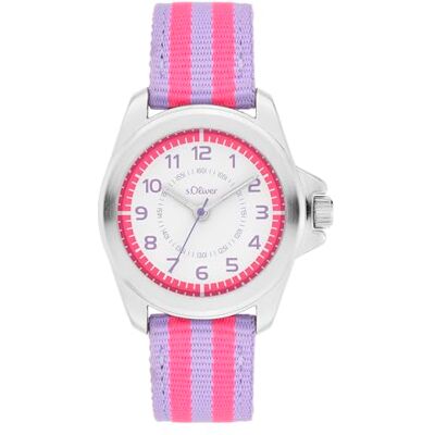 s.Oliver Reloj infantil redondo, plateado, 32 mm, reloj de metal con mecanismo de cuarzo en la correa textil con hebilla, reloj analógico de pulsera resistente al agua 3 ATM, resistente a los arañazos s.Oliver Reloj infantil redondo, plateado, 32 mm, reloj de metal con mecanismo de cuarzo en la correa textil con hebilla, reloj analógico de pulsera resistente al agua 3 ATM, resistente a los arañazos