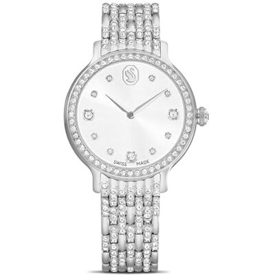 Swarovski Reloj Imber, Swiss Made, Brazalete de Metal, Adornado con 232 Cristales Individuales, Cierre de Mariposa, Mecanismo de Cuarzo, Acero Inoxidable, Tono Plateado Swarovski Reloj Imber, Swiss Made, Brazalete de Metal, Adornado con 232 Cristales Individuales, Cierre de Mariposa, Mecanismo de Cuarzo, Acero Inoxidable, Tono Plateado