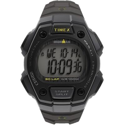 Timex Orologio da uomo Ironman Classic da 42 mm, cinturino in Resina Grigia, quadrante Digitale, cassa Grigia Timex Orologio da uomo Ironman Classic da 42 mm, cinturino in Resina Grigia, quadrante Digitale, cassa Grigia