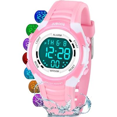 Juboos Reloj Digital Deportivo para Niños,7 Colores con Luz led,Resistente al Agua, con Alarma,Cronómetro,Reloj de Pulsera para Niños y Niñas de 5 a 18 Años Juboos Reloj Digital Deportivo para Niños,7 Colores con Luz led,Resistente al Agua, con Alarma,Cronómetro,Reloj de Pulsera para Niños y Niñas de 5 a 18 Años