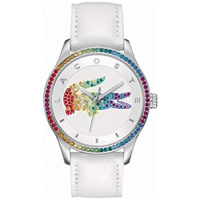 Lacoste Reloj Analógico de Cuarzo para Mujer Colección Victoria con Correa de Cuero Blanca Lacoste Reloj Analógico de Cuarzo para Mujer Colección Victoria con Correa de Cuero Blanca