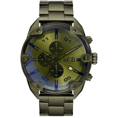 Diesel Reloj Spiked para Hombre, Movimiento cronógrafo de Cuarzo con Correa de Acero Inoxidable, Verde Bosque Diesel Reloj Spiked para Hombre, Movimiento cronógrafo de Cuarzo con Correa de Acero Inoxidable, Verde Bosque