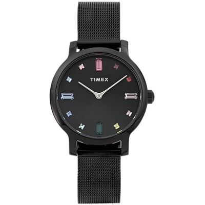 Timex Transcend TW2Y26500 Reloj de cuarzo para mujer, malla de acero inoxidable negro con esfera negra y caja negra, 31 mm Timex Transcend TW2Y26500 Reloj de cuarzo para mujer, malla de acero inoxidable negro con esfera negra y caja negra, 31 mm