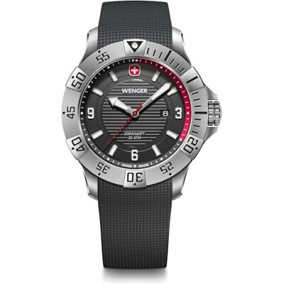 Wenger Reloj de Pulsera de Hombre Seaforce, Ø 43 mm, Swiss Made, Cuarzo analógico, Sumergible hasta 200 m, Pulsera de Silicona Wenger Reloj de Pulsera de Hombre Seaforce, Ø 43 mm, Swiss Made, Cuarzo analógico, Sumergible hasta 200 m, Pulsera de Silicona