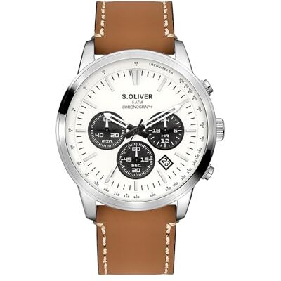 s.Oliver Reloj de Hombre 44 mm analoge Reloj de Pulsera con Movimiento de Cuarzo Chronograph & 3 Zeiger hoher Tragekomfort 5 ATM Resistente al Agua Resistente a arañazos s.Oliver Reloj de Hombre 44 mm analoge Reloj de Pulsera con Movimiento de Cuarzo Chronograph & 3 Zeiger hoher Tragekomfort 5 ATM Resistente al Agua Resistente a arañazos