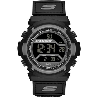 Skechers Reloj Keats para hombre, movimiento digital, 55mm Negro, caja de policarbonato con correa de nailon, Skechers Reloj Keats para hombre, movimiento digital, 55mm Negro, caja de policarbonato con correa de nailon,