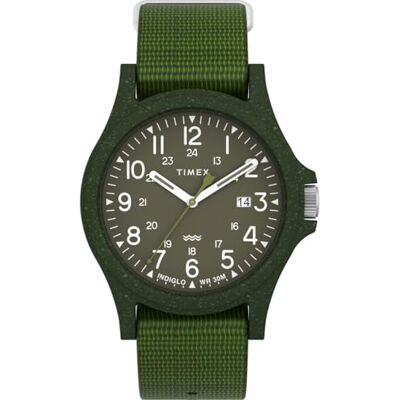 Timex Trend Reloj de 40 mm para hombre, eco-friendly verde Slip-thru, de una sola capa, esfera verde, caja verde TW2V96000 Timex Trend Reloj de 40 mm para hombre, eco-friendly verde Slip-thru, de una sola capa, esfera verde, caja verde TW2V96000