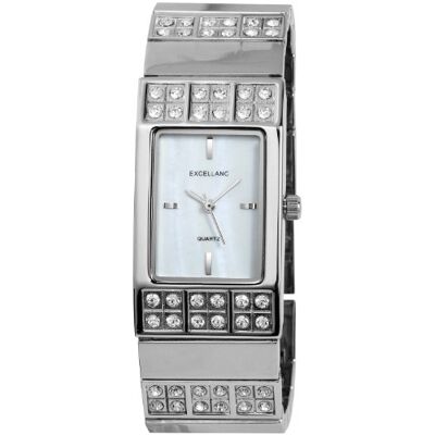 Excellanc Reloj analógico de mujer de cuarzo con correa de aleación plateada Excellanc Reloj analógico de mujer de cuarzo con correa de aleación plateada