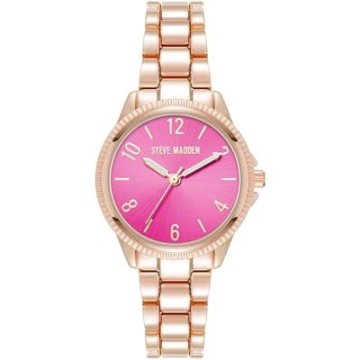 Steve Madden Reloj para Mujer con Pulsera, Rosa Fucsia/Oro Rosa Steve Madden Reloj para Mujer con Pulsera, Rosa Fucsia/Oro Rosa