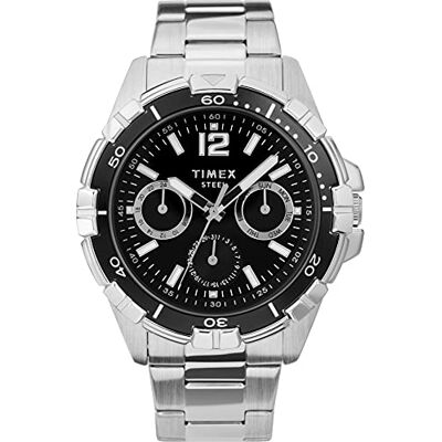 Timex Classics Reloj multifunción para Hombre, Pulsera de Acero Inoxidable, 44,5 mm Timex Classics Reloj multifunción para Hombre, Pulsera de Acero Inoxidable, 44,5 mm