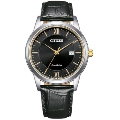 Citizen Eco-Drive Reloj Solar para Hombre con Correa de Piel de cocodrilo, Color Plateado y Negro, Correa Citizen Eco-Drive Reloj Solar para Hombre con Correa de Piel de cocodrilo, Color Plateado y Negro, Correa