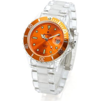 Alpha Reloj analógico de mujer de cuarzo con correa de goma blanca sumergible a 50 metros Alpha Reloj analógico de mujer de cuarzo con correa de goma blanca sumergible a 50 metros