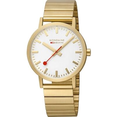 Mondaine Classic Reloj para Hombre Analógico de Cuarzo con Brazalete de Acero Inoxidable bañado en Oro Mondaine Classic Reloj para Hombre Analógico de Cuarzo con Brazalete de Acero Inoxidable bañado en Oro