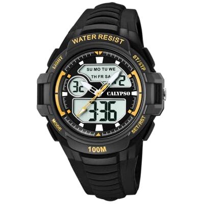 CALYPSO Reloj Modelo de la colección Street Style, Caja de 50 mm Negro con Correa de Caucho Negro para Caballero CALYPSO Reloj Modelo de la colección Street Style, Caja de 50 mm Negro con Correa de Caucho Negro para Caballero