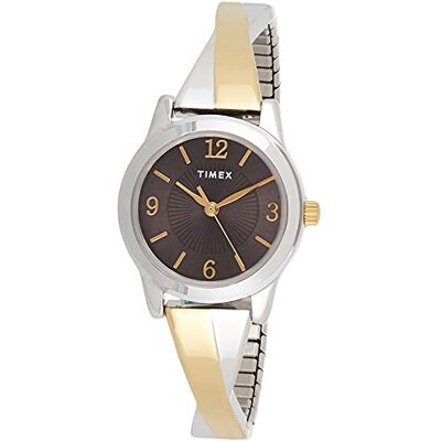 Timex Reloj de Banda de expansión de Dos Tonos con Esfera Negra para Mujer, TW2U30000 Timex Reloj de Banda de expansión de Dos Tonos con Esfera Negra para Mujer, TW2U30000