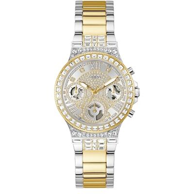 GUESS Moonlight Reloj de Pulsera para Mujer con indicador de Fecha, circonita, Correa de Acero Inoxidable Bicolor, Cristal Mineral, Esfera Bicolor, 3 Bares, diámetro de la Caja: 36 mm GUESS Moonlight Reloj de Pulsera para Mujer con indicador de Fecha, circonita, Correa de Acero Inoxidable Bicolor, Cristal Mineral, Esfera Bicolor, 3 Bares, diámetro de la Caja: 36 mm