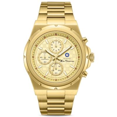 Ben Sherman Manchester Reloj cronógrafo de Cuarzo con Esfera Dorada chapada en Oro para Hombre, Cristal Mineral, 3 ATM, Caja de 43 mm Ben Sherman Manchester Reloj cronógrafo de Cuarzo con Esfera Dorada chapada en Oro para Hombre, Cristal Mineral, 3 ATM, Caja de 43 mm