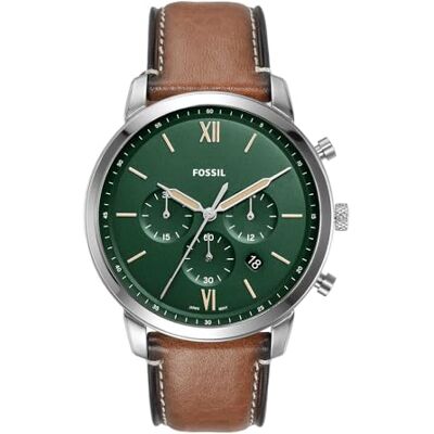 Fossil Reloj Neutra para hombre, movimiento cronógrafo de cuarzo con correa de piel, Verde y Marrón Fossil Reloj Neutra para hombre, movimiento cronógrafo de cuarzo con correa de piel, Verde y Marrón