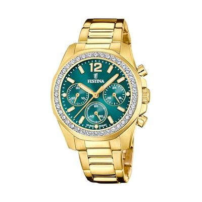 Festina Reloj Mujer Analógico de Acero Inoxidable 316l Dorado Movimiento de Cuarzo Cronógrafo Cristal Mineral de Alta Resistencia Resistente al Agua 10 ATM F20609/6 Boyfriend Collection Festina Reloj Mujer Analógico de Acero Inoxidable 316l Dorado Movimiento de Cuarzo Cronógrafo Cristal Mineral de Alta Resistencia Resistente al Agua 10 ATM F20609/6 Boyfriend Collection