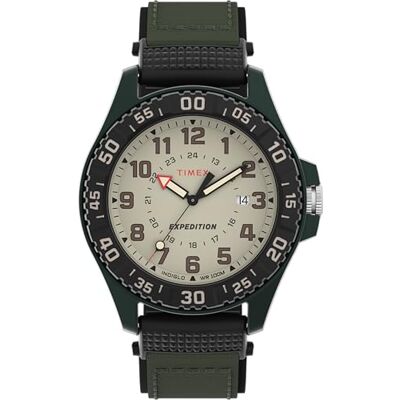 Timex Expedition, Orologio da uomo da 42 mm, Colore quadrante Naturale, cassa Verde, cinturino in Tessuto Verde Timex Expedition, Orologio da uomo da 42 mm, Colore quadrante Naturale, cassa Verde, cinturino in Tessuto Verde