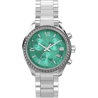 Timex Trend Reloj para Mujer, Pulsera de aleación Plateada, Esfera Azul, Caja Plateada, 38 mm, Timex Trend Reloj para Mujer, Pulsera de aleación Plateada, Esfera Azul, Caja Plateada, 38 mm,