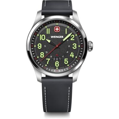 Wenger Reloj de Pulsera de Hombre Terragraph, Ø 43 mm, Swiss Made, Cuarzo analógico, Sumergible hasta 100 m, Pulsera de Piel Wenger Reloj de Pulsera de Hombre Terragraph, Ø 43 mm, Swiss Made, Cuarzo analógico, Sumergible hasta 100 m, Pulsera de Piel