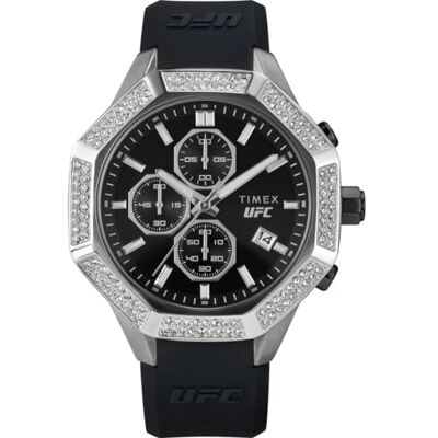 Timex Reloj Hombre UFC King Men's Silicone Caja de Acero Plateado Movimiento de Cuarzo Esfera Negro Correa Silicona Negro con Cierre Hebilla Normal 5 ATM Timex Reloj Hombre UFC King Men's Silicone Caja de Acero Plateado Movimiento de Cuarzo Esfera Negro Correa Silicona Negro con Cierre Hebilla Normal 5 ATM