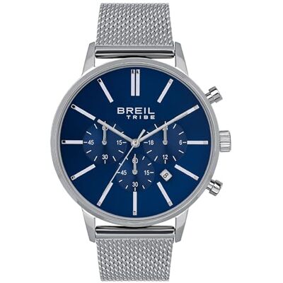 BREIL Reloj Men's Avery Esfera MONOCROMÁTICA Azul Movimiento Quartz Chronograph y Mesh Silver Steel BREIL Reloj Men's Avery Esfera MONOCROMÁTICA Azul Movimiento Quartz Chronograph y Mesh Silver Steel