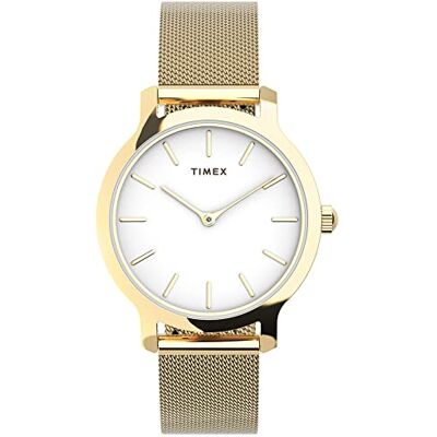 Timex Transcend TW2U86800 Reloj para mujer de 31 mm con brazalete de acero inoxidable en tono dorado y esfera blanca Timex Transcend TW2U86800 Reloj para mujer de 31 mm con brazalete de acero inoxidable en tono dorado y esfera blanca
