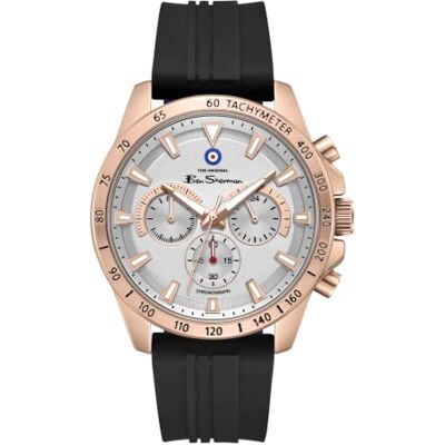 Ben Sherman Liverpool Reloj cronógrafo de Cuarzo con Esfera Blanca y Correa de Silicona Negra para Hombre, Cristal Mineral, 3 ATM, Caja de 44 mm Ben Sherman Liverpool Reloj cronógrafo de Cuarzo con Esfera Blanca y Correa de Silicona Negra para Hombre, Cristal Mineral, 3 ATM, Caja de 44 mm