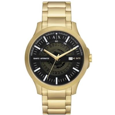Giorgio Armani Reloj Hombre, Movimiento Fecha Cuarzo Tres Agujas y Caja 46mm con Pulsera Acero Inoxidable Giorgio Armani Reloj Hombre, Movimiento Fecha Cuarzo Tres Agujas y Caja 46mm con Pulsera Acero Inoxidable