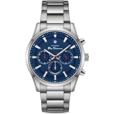 Ben Sherman Cambridge Reloj cronógrafo de Cuarzo con Esfera Azul y Pulsera de Acero Inoxidable para Hombre, Cristal Mineral, 3 ATM, Caja de 42 mm Ben Sherman Cambridge Reloj cronógrafo de Cuarzo con Esfera Azul y Pulsera de Acero Inoxidable para Hombre, Cristal Mineral, 3 ATM, Caja de 42 mm