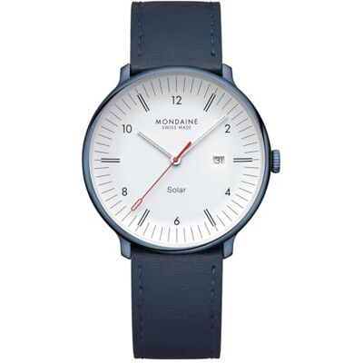 Mondaine Reloj Solar para Hombre, 41 mm, Acero Inoxidable, Correa de Piel de Manzana Vegana, Cristal de Zafiro, Resistente al Agua 5 ATM, Respetuoso con el Medio Ambiente, diseño Suizo, visualización Mondaine Reloj Solar para Hombre, 41 mm, Acero Inoxidable, Correa de Piel de Manzana Vegana, Cristal de Zafiro, Resistente al Agua 5 ATM, Respetuoso con el Medio Ambiente, diseño Suizo, visualización
