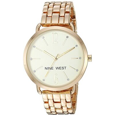 Nine West Reloj de Pulsera con Detalles de Cristal Genuino para Mujer, Nine West Reloj de Pulsera con Detalles de Cristal Genuino para Mujer,