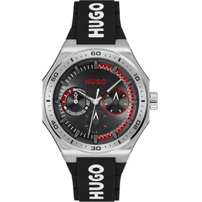 HUGO Reloj Analógico de Cuarzo Multifunción para Hombre Colección #Grail Sport con Correa de Silicona Negra HUGO Reloj Analógico de Cuarzo Multifunción para Hombre Colección #Grail Sport con Correa de Silicona Negra