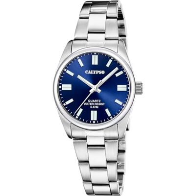 CALYPSO Reloj Mujer Analógico de Acero Inoxidable 316l Plateado Movimiento de Cuarzo, Cristal Mineral de Alta Resistencia, Resistente al Agua 5 ATM K5863/3, Basic CALYPSO Reloj Mujer Analógico de Acero Inoxidable 316l Plateado Movimiento de Cuarzo, Cristal Mineral de Alta Resistencia, Resistente al Agua 5 ATM K5863/3, Basic