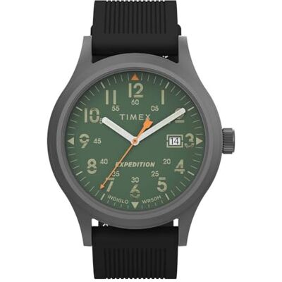 Timex Expedition Scout- Reloj para Hombre de 40 mm, Pulsera en Silicona Negra, Esfera Verde, Caja en Gris Plomo Timex Expedition Scout- Reloj para Hombre de 40 mm, Pulsera en Silicona Negra, Esfera Verde, Caja en Gris Plomo