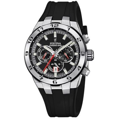 Festina Reloj Hombre Analógico de Caucho Negro Movimiento de Cuarzo Cronógrafo Calendario Cristal Mineral de Alta Resistencia Resistente al Agua 10 ATM F20671/6 Chrono Bike Festina Reloj Hombre Analógico de Caucho Negro Movimiento de Cuarzo Cronógrafo Calendario Cristal Mineral de Alta Resistencia Resistente al Agua 10 ATM F20671/6 Chrono Bike