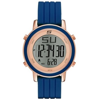 Skechers Reloj para mujer Westport, movimiento digital, 40 mm, caja de aleación azul, azul marino y dorada con correa de silicona, Skechers Reloj para mujer Westport, movimiento digital, 40 mm, caja de aleación azul, azul marino y dorada con correa de silicona,