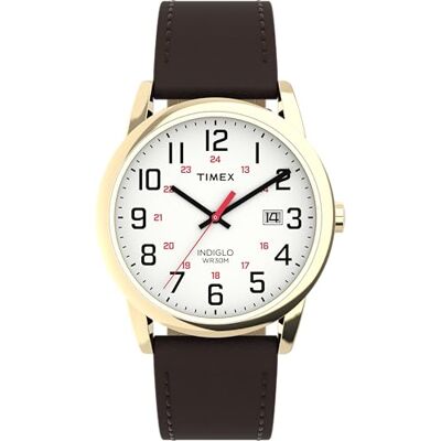 Timex Easy Reader TW2Y12700 Reloj de Hombre 38 mm, Correa de Cuero marrón, Esfera Blanca y Caja en Tono Dorado Timex Easy Reader TW2Y12700 Reloj de Hombre 38 mm, Correa de Cuero marrón, Esfera Blanca y Caja en Tono Dorado